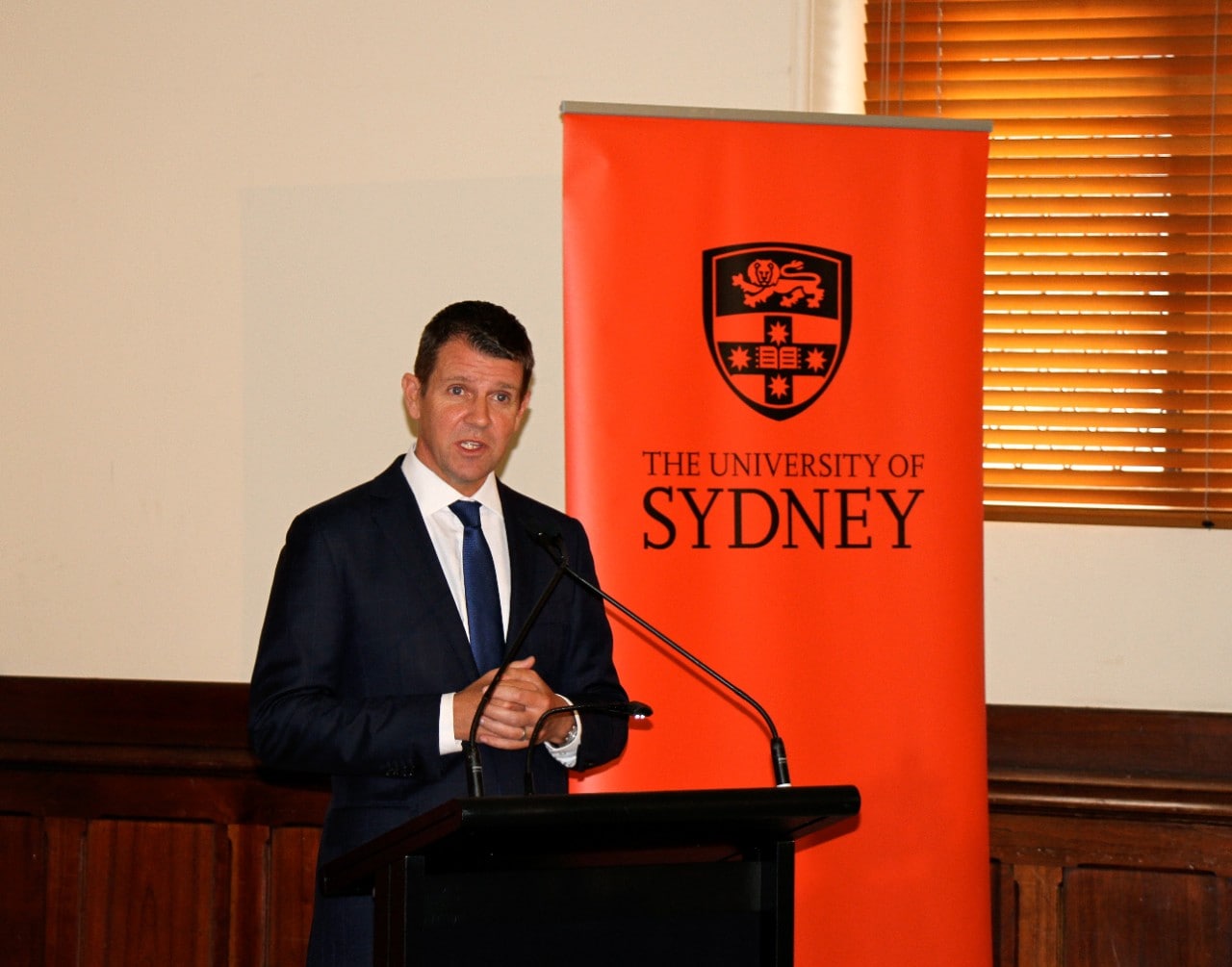 NSW Premier Mike Baird at the University of Sydney