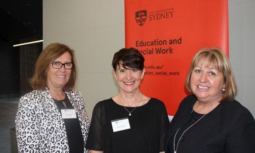Dean of the Faculty of Education and Social Work, Professor Diane Mayer, Parenting Research Director, Annette Michaux, and Barnardos Australia CEO, Deirdre Cheers at our recent Engaging Research forum. Image: University of Sydney