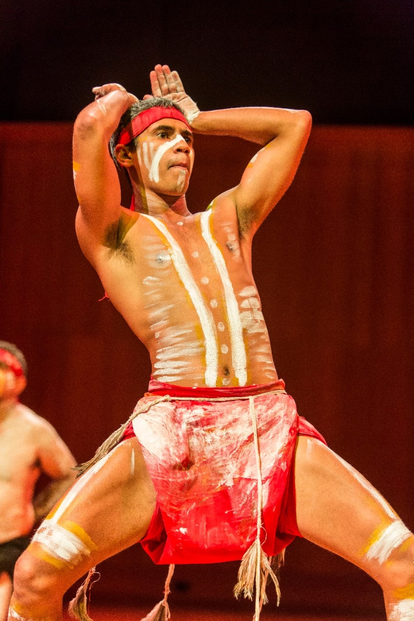 A young Aboriginal dancer in traditional dress