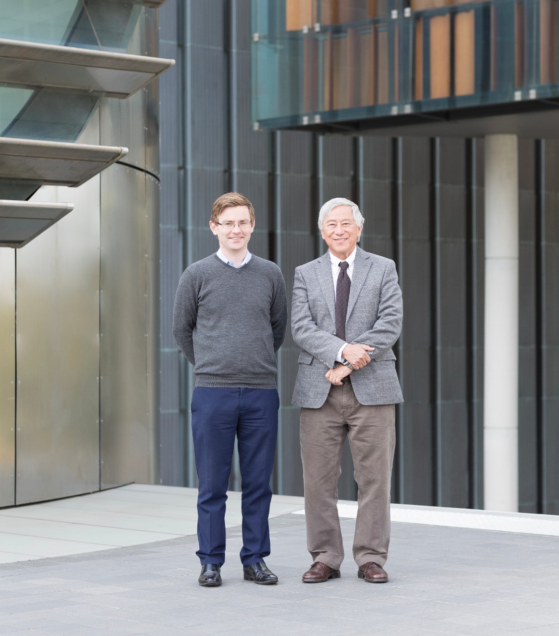 Colin Phegan Lecturer Andrew Dyer with philanthropist Tom Yim.