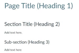 How Canvas formats and displays different heading levels (H1-H3)