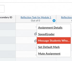 Select 'Messages Students Who...' for the appropriate column 