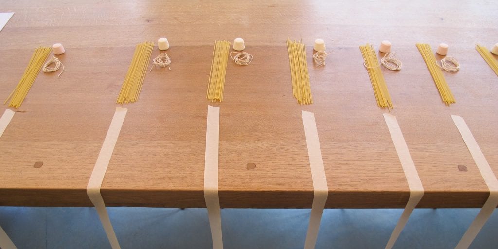 Raw materials for Marshmallow Challenge