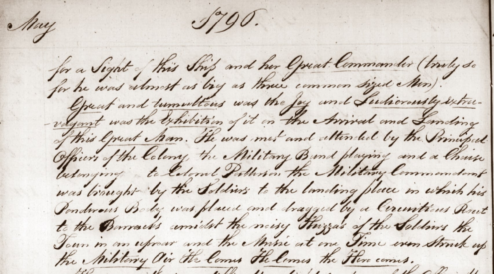 Daniel Paine, diary, 10 May 1796; manuscript, National Maritime Museum, London