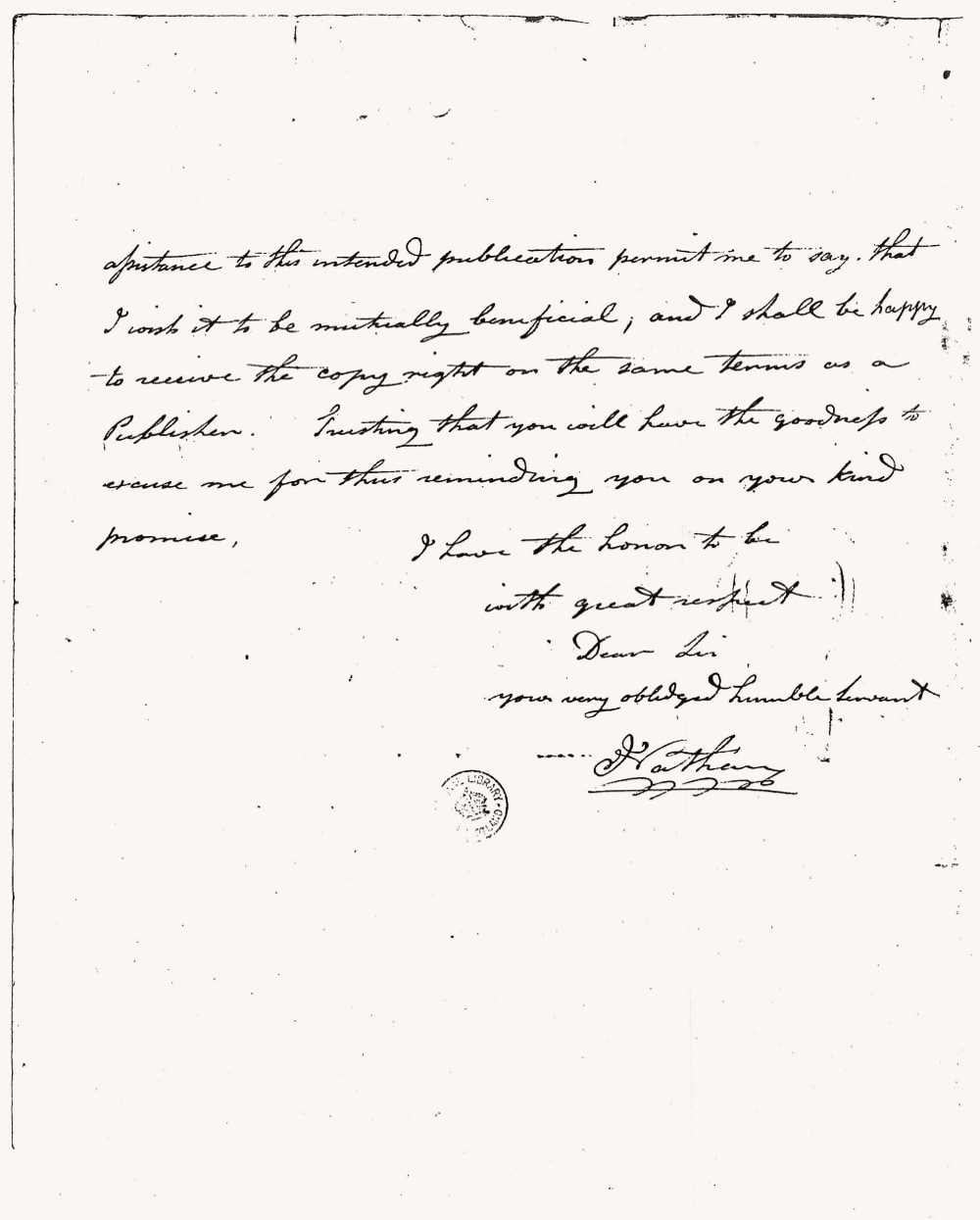 Isaac Nathan, letter to Walter Scott, 22 November 1815, page 2; NLS MS 866, f.41