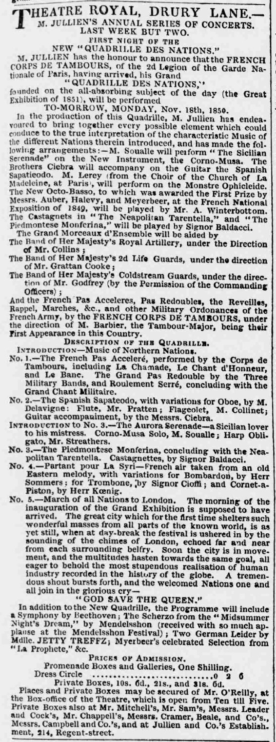 [Advertisement], The Examiner [London] (16 November 1850), 13