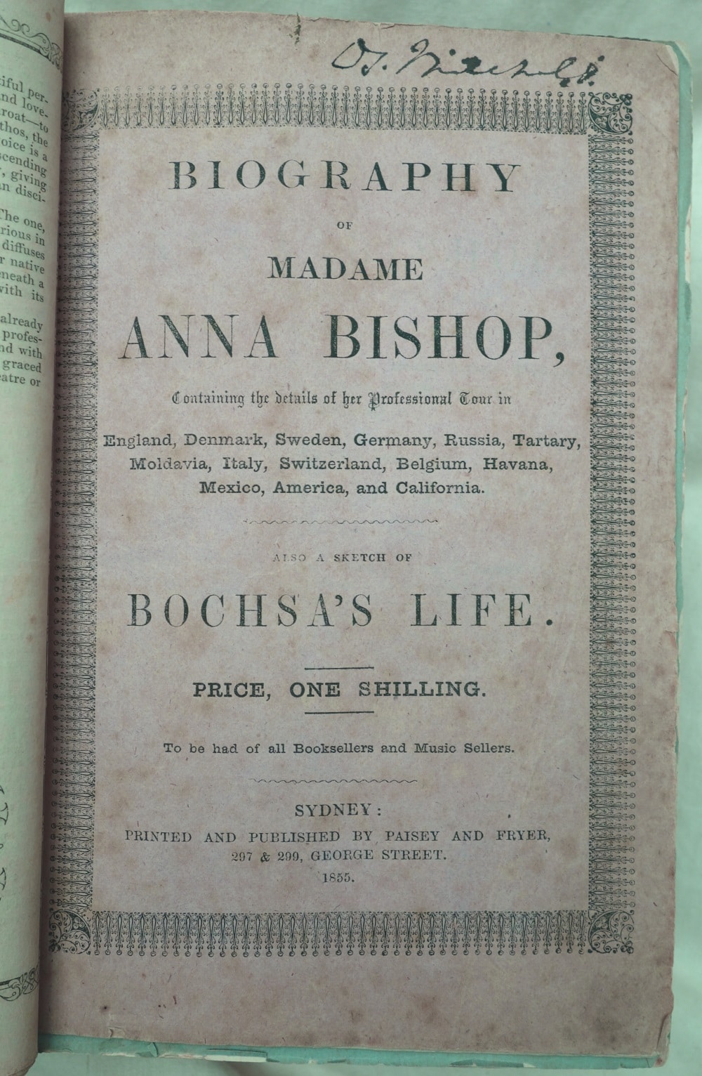 David Mitchell's copy of Biography of Madame Anna Bishop, State Library of New South Wales