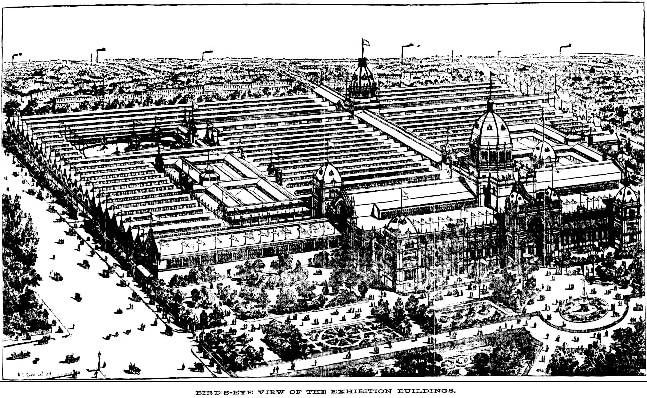 Bird's-eye view of the exhibition buildings