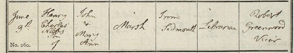 Henry Marsh, baptism, 9 June 1823
