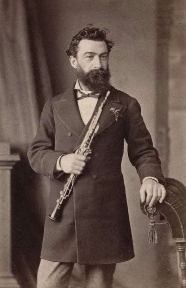 James Arthur Schott, with oboe; c. 1860s
