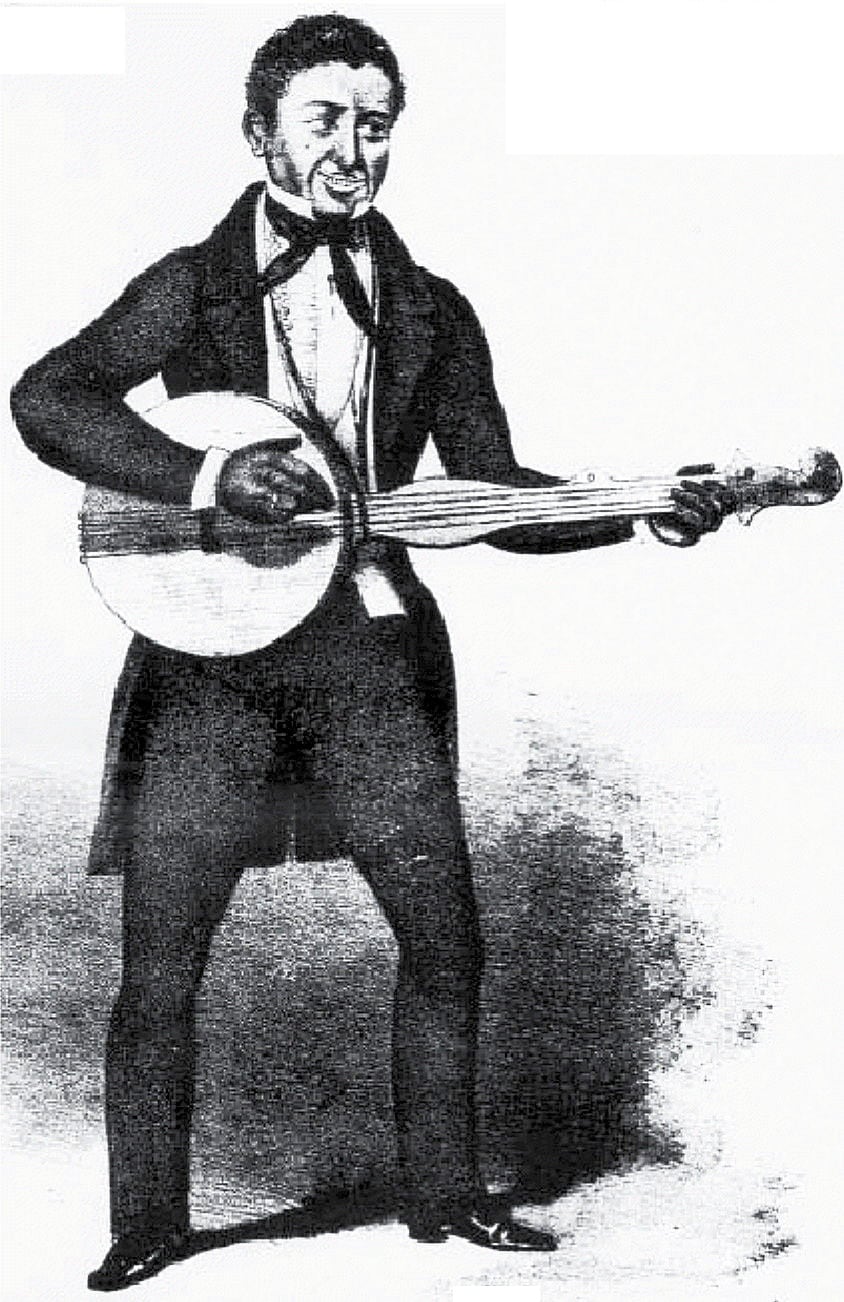 Barlow with banjo, London, c. 1851