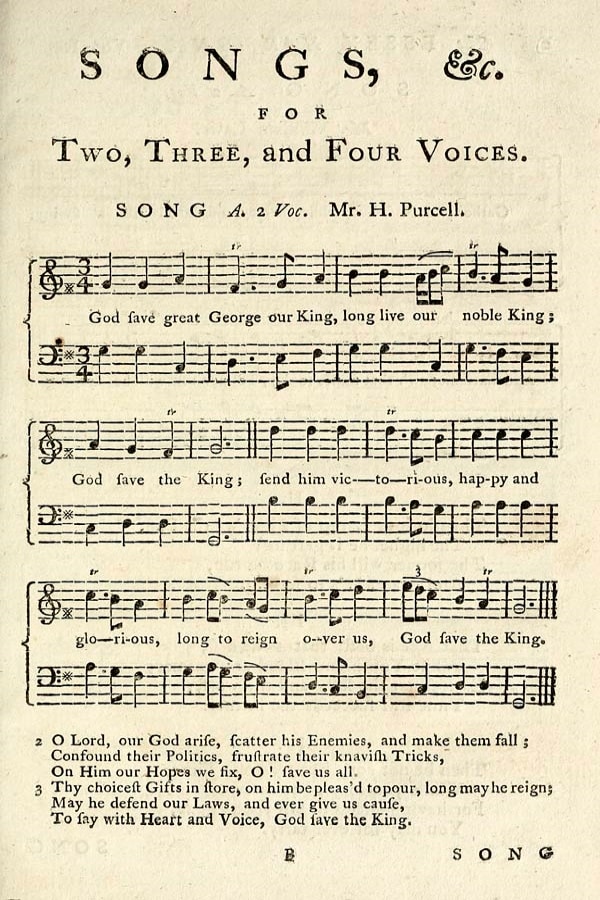 God save the king, The Essex Harmony, 1786, 1