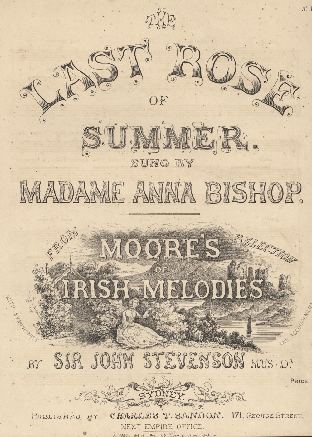 The last rose of summer, sung by Madame Anna Bishop (Sydney: Sandon, 1856)