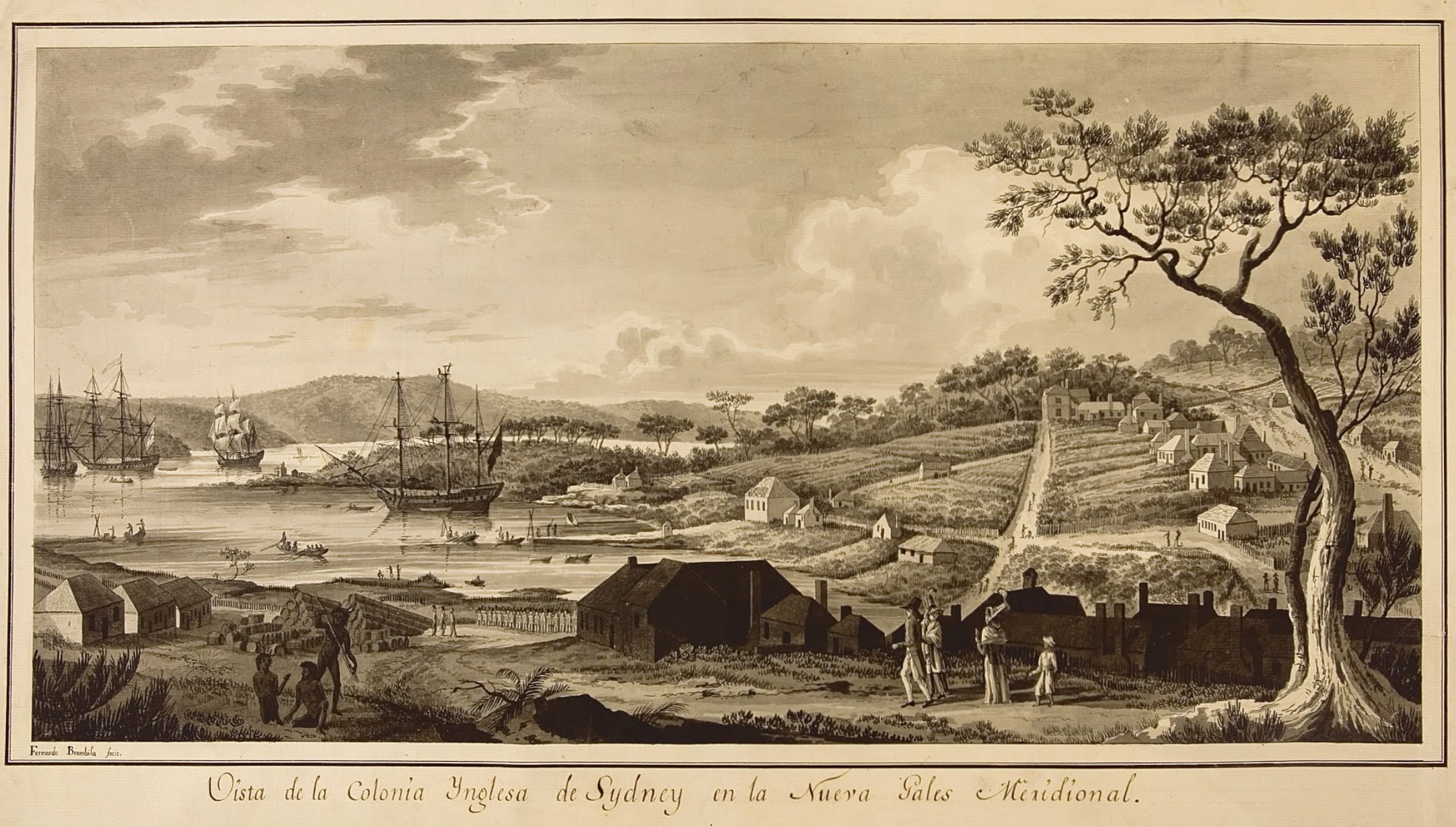 Vista de la Colonia Ynglesa de Sydney; Fernando Brambila, fecit. [Sydney, 1793]