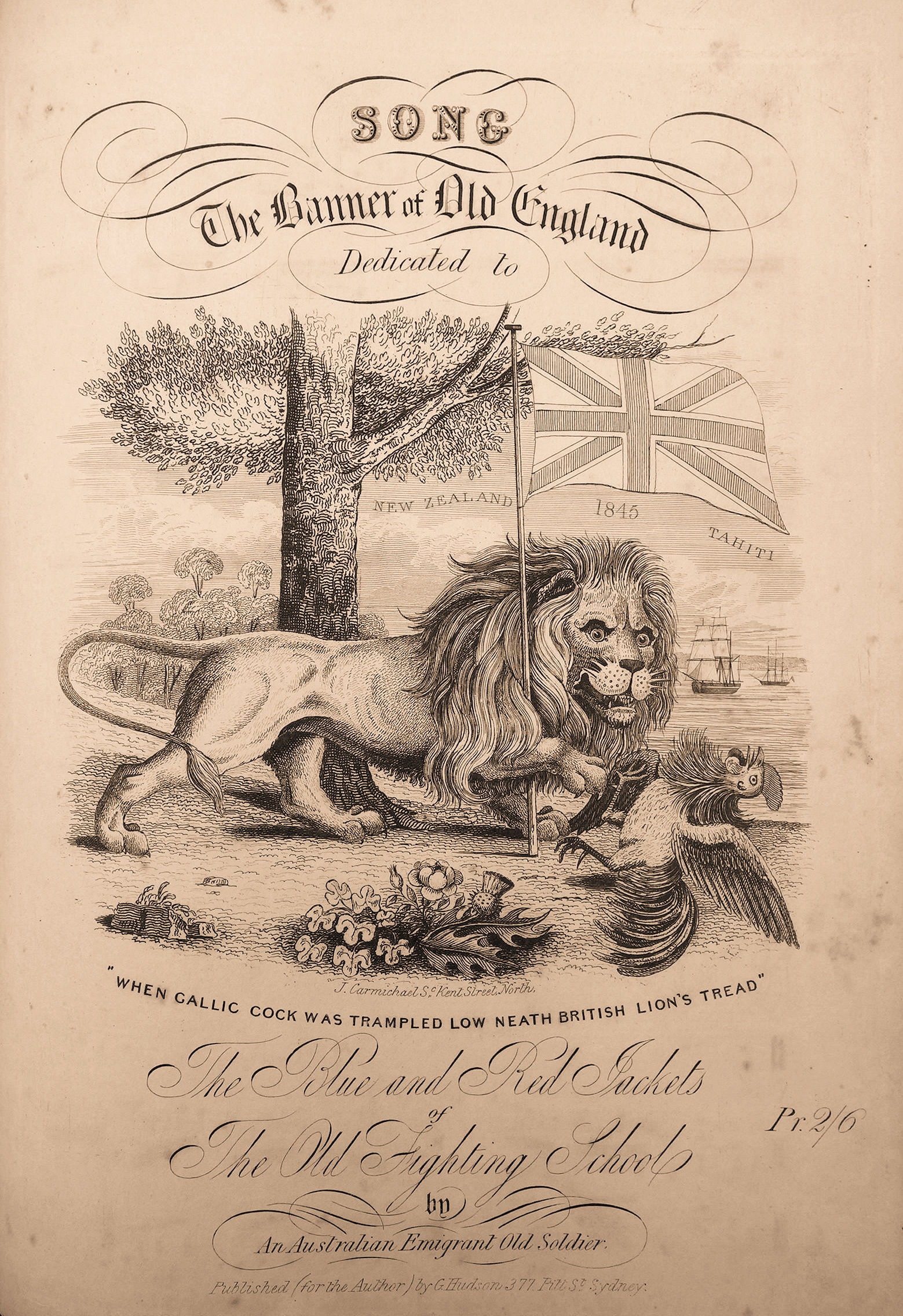 The banner of old England, by Charles Nagel; cover engraving by John Carmichael (Sydney: George Hudson, [1845])