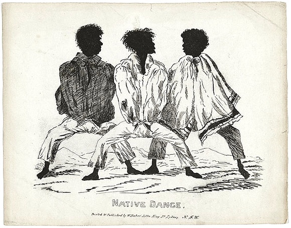 NATIVE DANCE. Printed & Published by W. Baker Litho. King St Sydney, N.S.W. [1844]