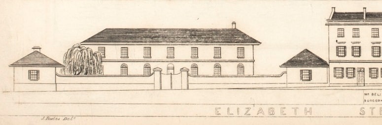 Old Court House, Castlereagh Street (Elizabeth Street frontage), Sydney in 1848