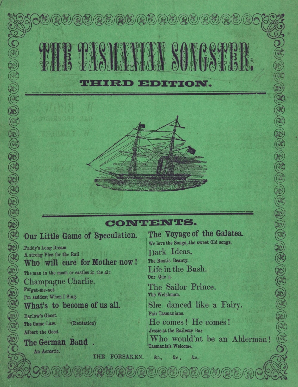 The Tasmanian songster, 3rd edition ([Hobart]: Marryat Hornsby, [? 1867-68])