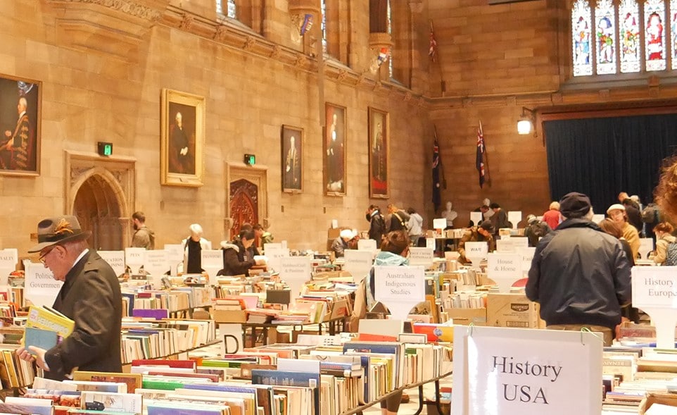 People browsing books in the Great Hall