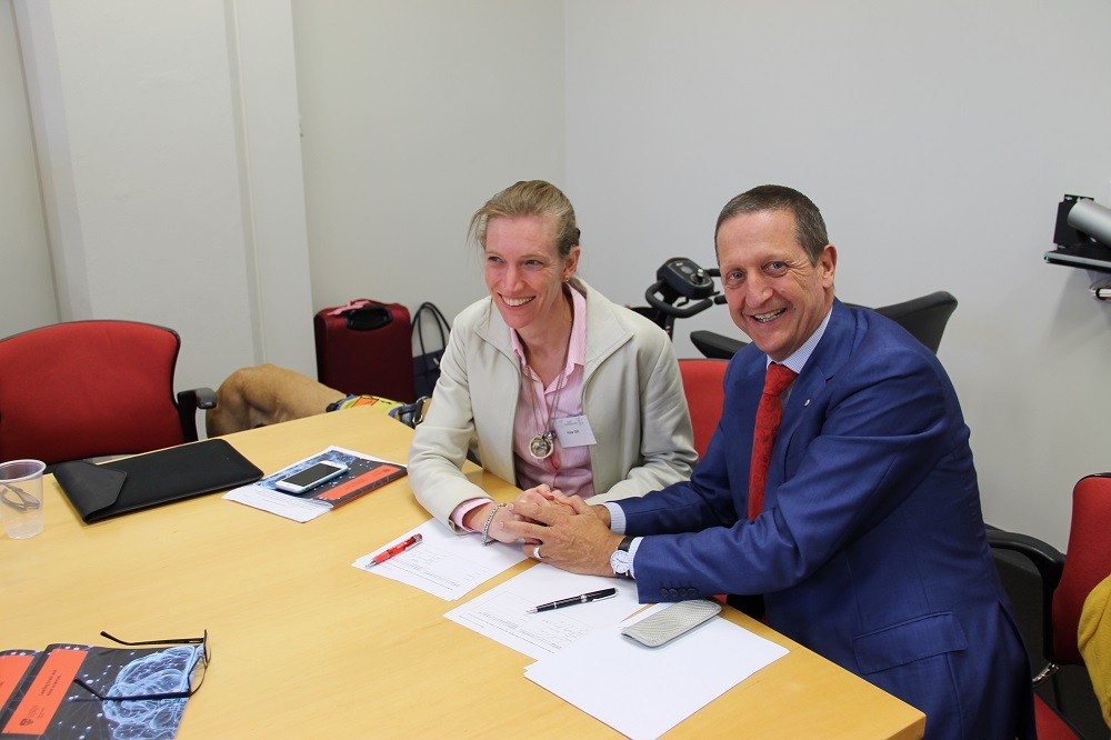 Professor Ian Hickie (Brain and Mind Centre Co-Director) and Dr Katherine Gill (Chair of the CLRN) at the Memorandum of Understanding signing 