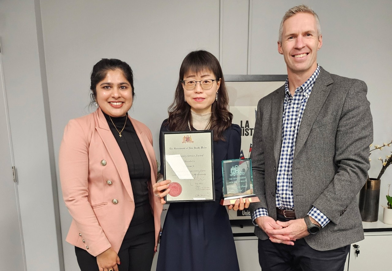 Dr Christine Ji receives her NSW Government Community Service Award
