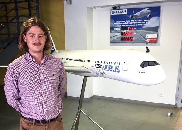 Bachelor of Engineering Honours student William Hughes at Airbus Toulouse