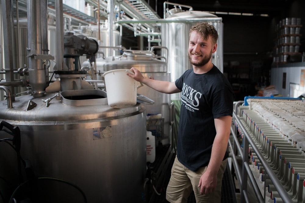 Science student Rhys Raymond-Jones internship at local brewery