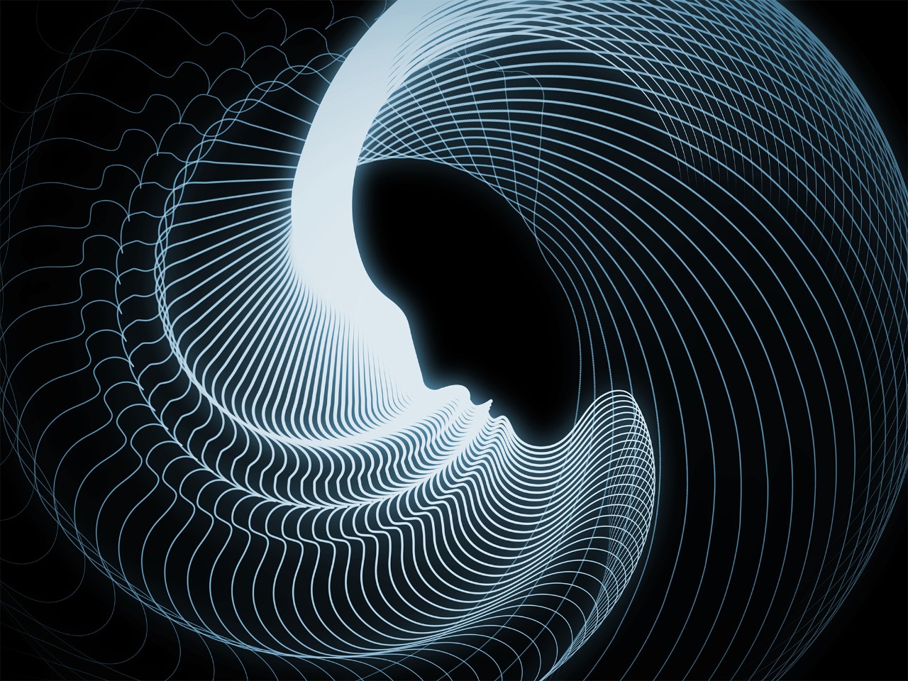 Graphic of silhouetted human head and neck with lines across it