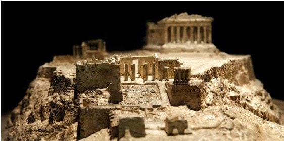 Plaster model of the Acropolis on display in the Nicholson Museum. 