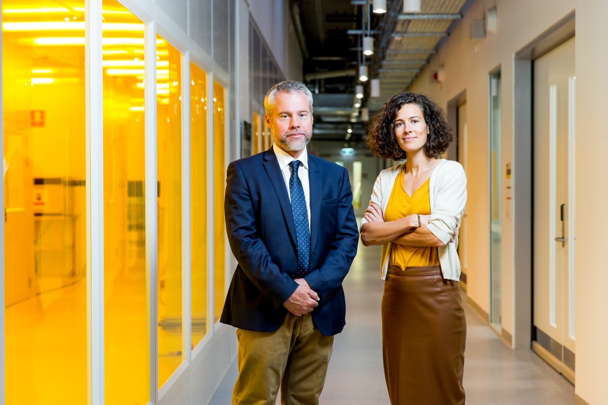 Professor Ben Eggleton and Dr Andrea Blanco Redondo in the Sydney Nanoscience Hub