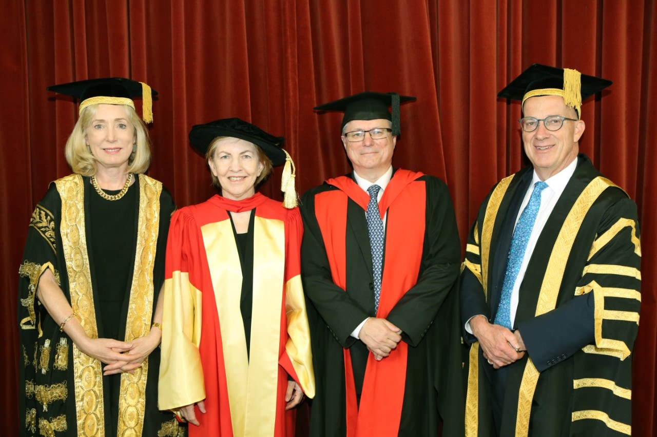 Chancellor Belinda Hutchinson AM, Professor Mary O'Kane AC, Science Dean Professor Iain Young and Vice-Chancellor Dr Michael Spence AC
