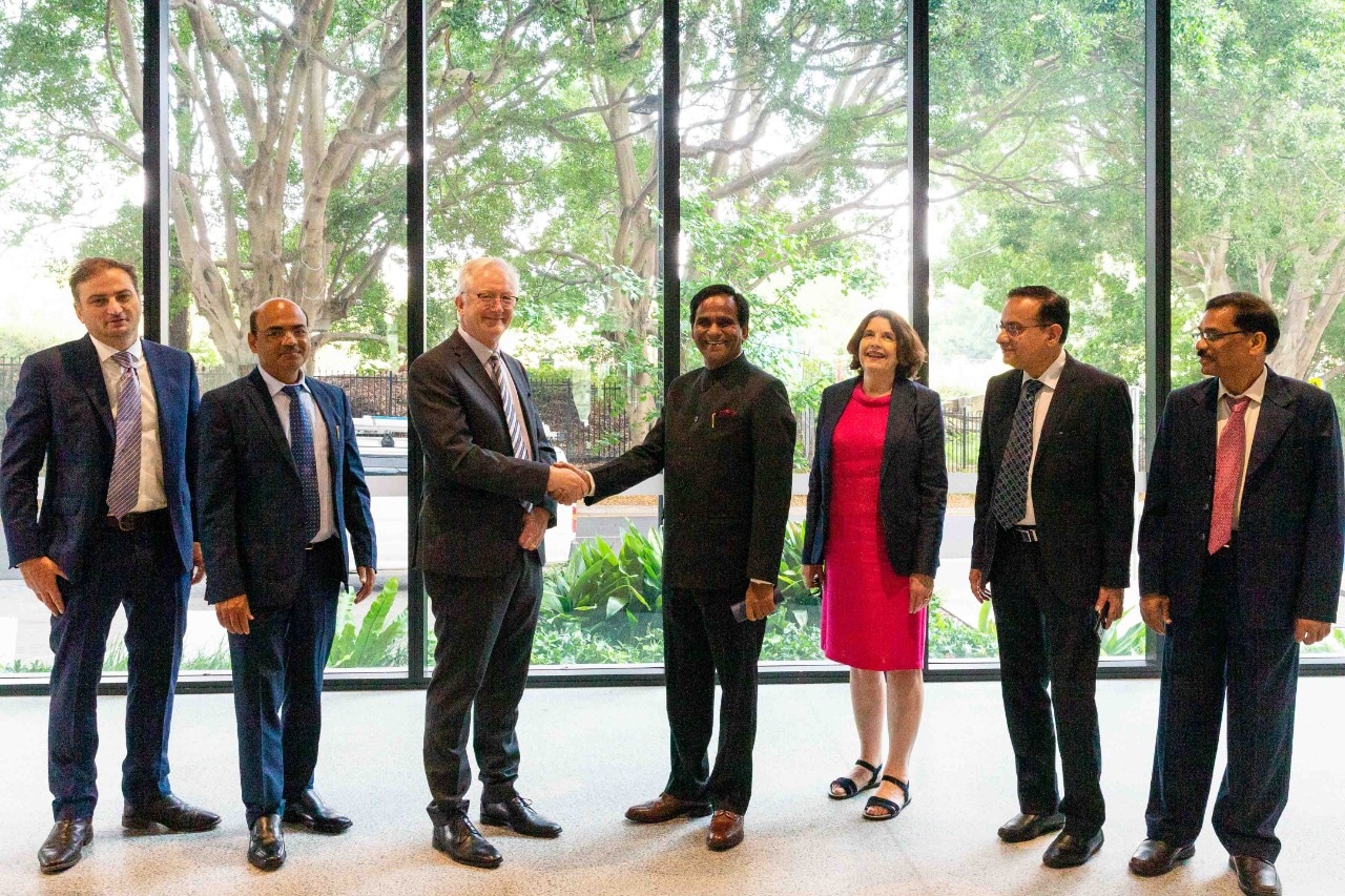 University of Sydney’s Senior Deputy Vice-Chancellor Professor Stephen Garton and Professor Gail Pearson welcome Indian Minister of State for Consumer Affairs, Food and Public Distribution Shri Raosaheb Dadarao Danve to the University
