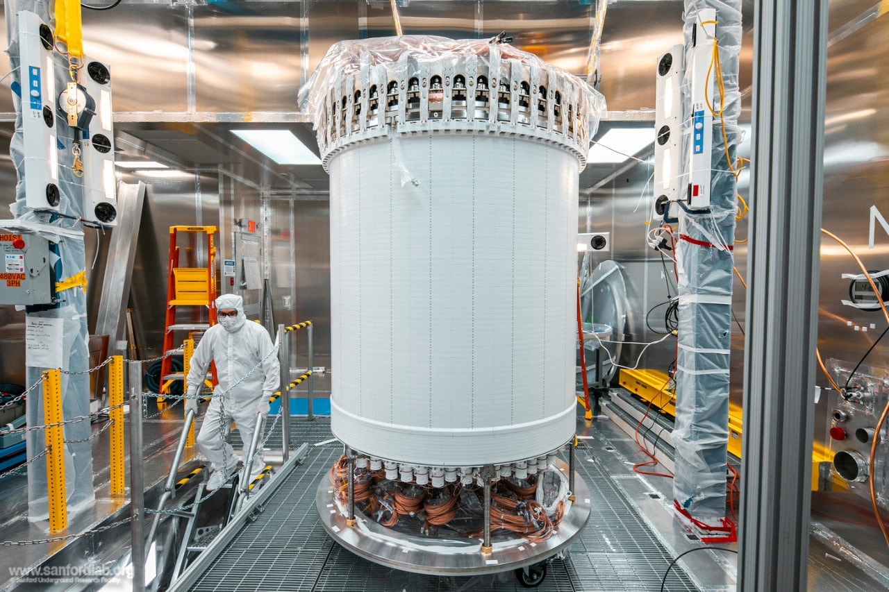 LZ central detector during construction.