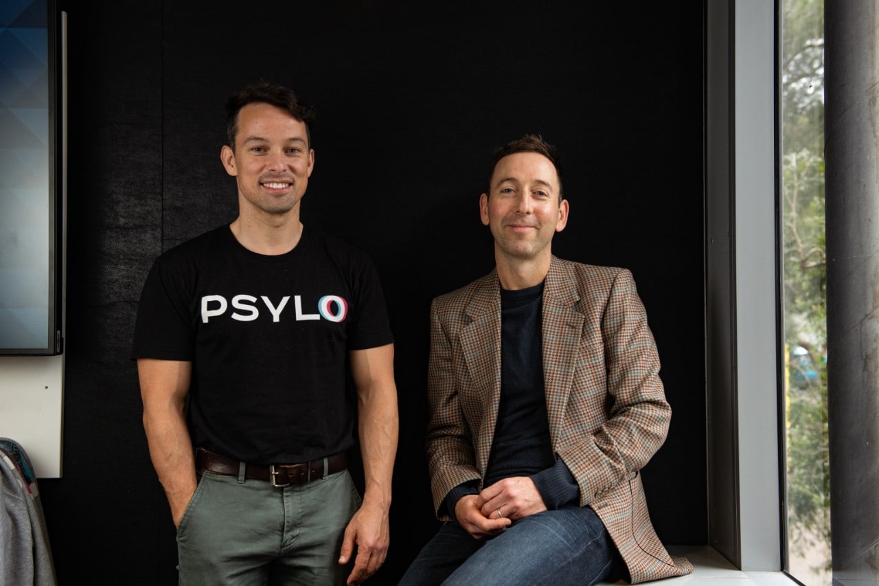 University of Sydney alumnus, Dr Sam Banister (left) and CEO Josh Ismin from biotech start-up Psylo. 