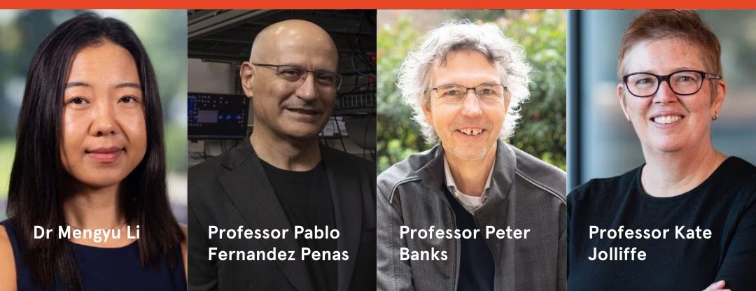 Dr Mengyu Li (Physics), Professor Pablo Fernandez Penas (Sydney Medical School), Professor Peter Banks (Life and Environmental Sciences), Professor Kate Jolliffe (Chemistry).