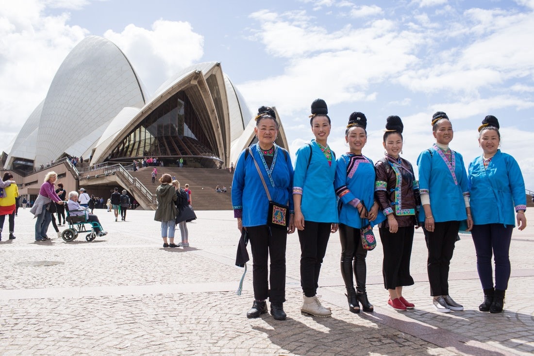 Kam women at the Opera House during their Sydney visit.