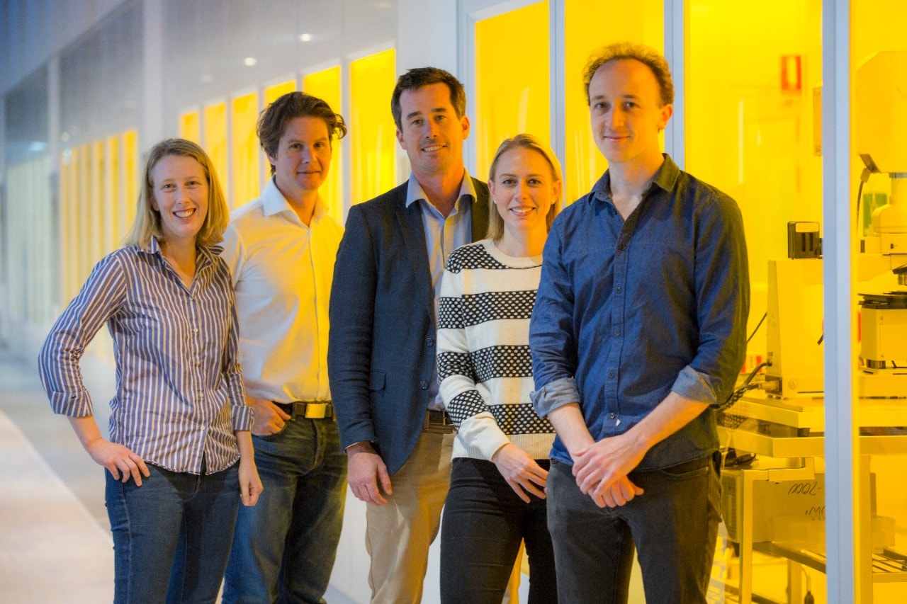 Dr Maja Cassidy (left) with Station Q Sydney team members, including director Professor David Reilly (second left). Credit: AINST