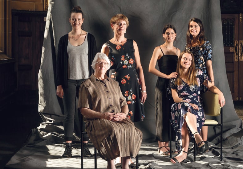 Anne Bollen with her daughters and granddaughters