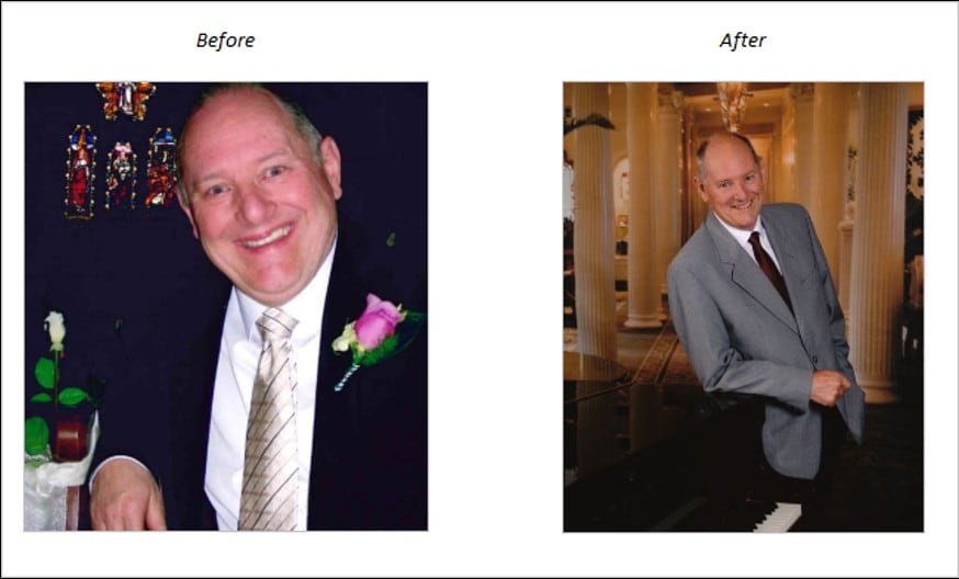 Study participant Bruce Carr, before and after.