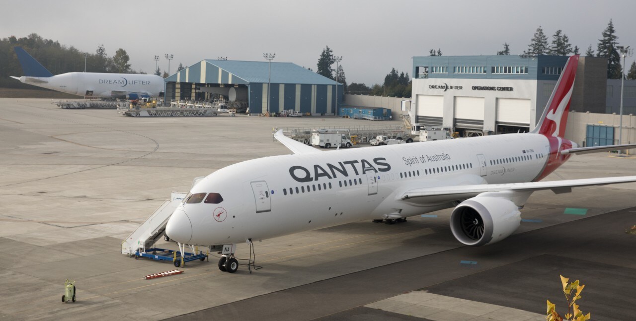 Qantas' first Boeing 787 Dreamliner collected in Seattle.