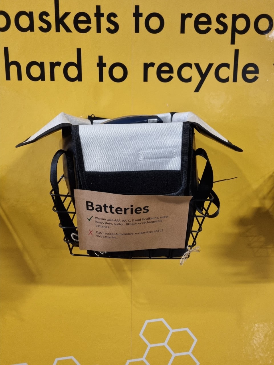 A battery recycling point at Wentworth Building