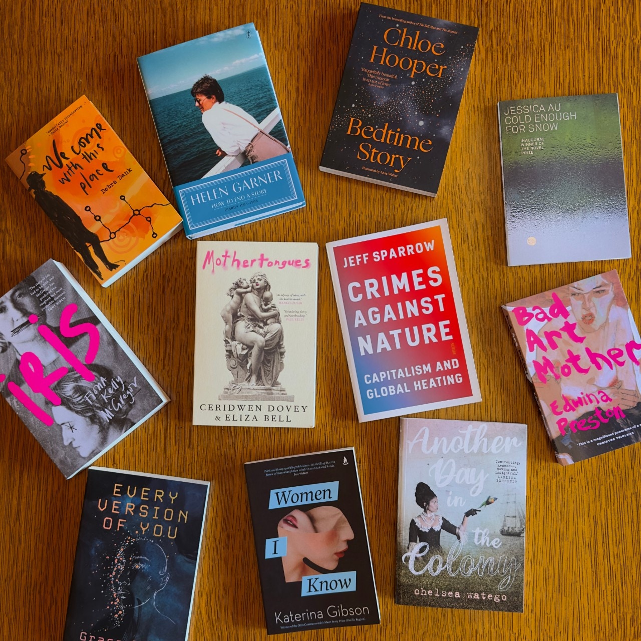 image of a bunch of books lying flat on the floor