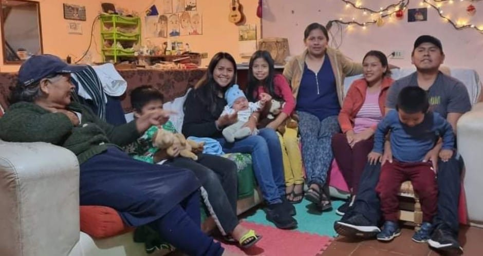 Evelyn in Bolivia with her mother, siblings, nephews and niece. 