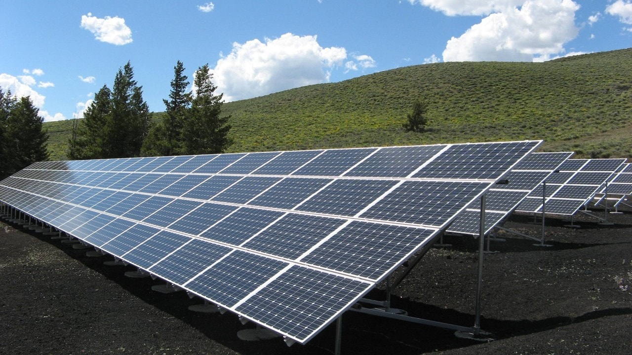 Solar panels in a field