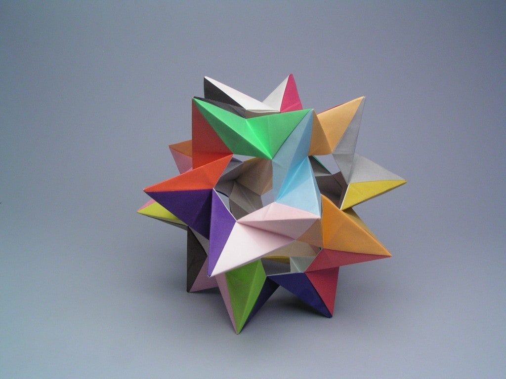 photo of an origami paper folded tetrahedron