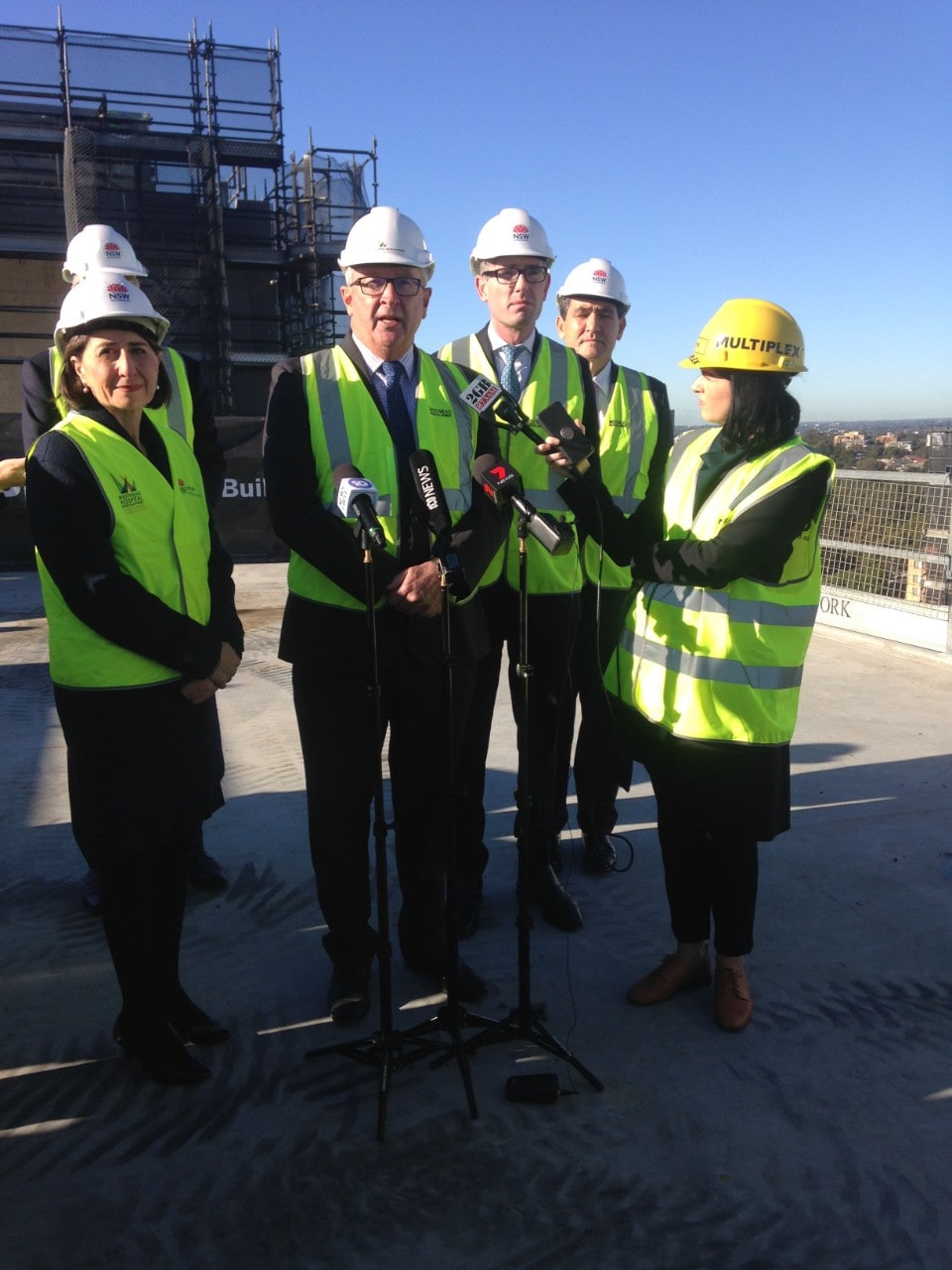 The NSW Premier speaks at the "topping-off" ceremony