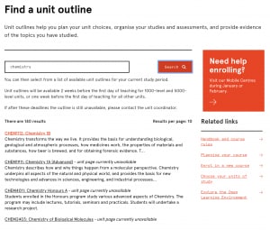 Unit outline search page