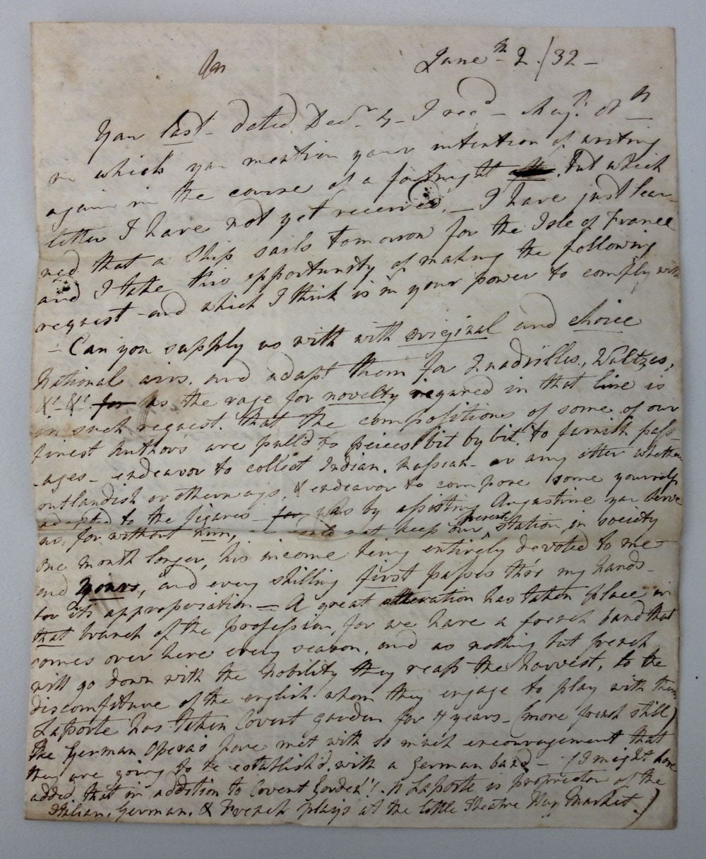 Letter from Susannah Castell, to Cavendish, 2 June 1832