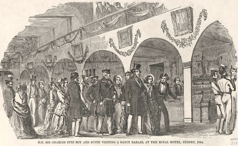 Opening of the Bazaar in the Royal Hotel, 26 December 1853; Illustrated Sydney News (14 January 1854)