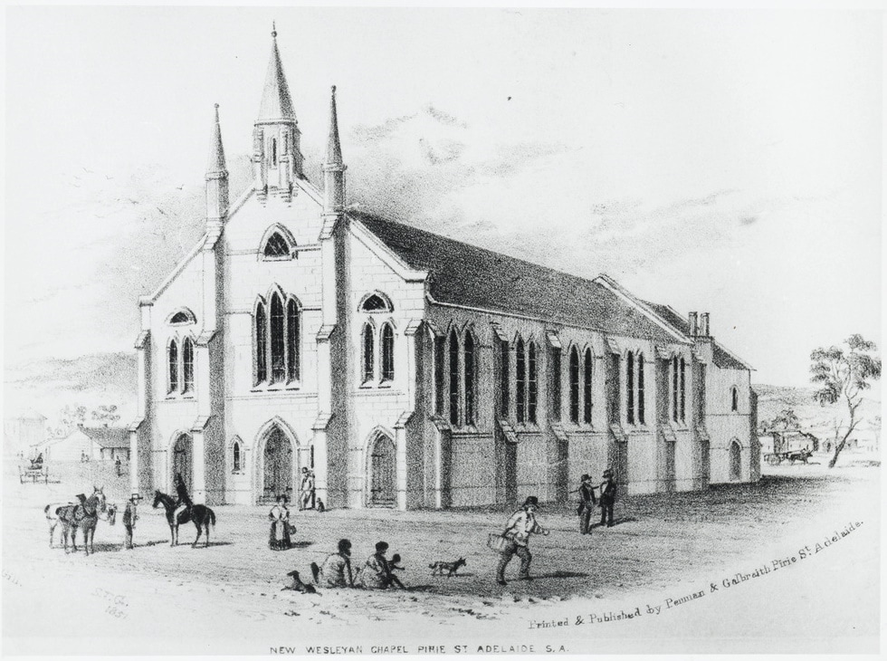 Wesleyan chapel, Pirie-street, 1851 (Adelaide: Penman and Galbraith, 1851); State Library of South Australia